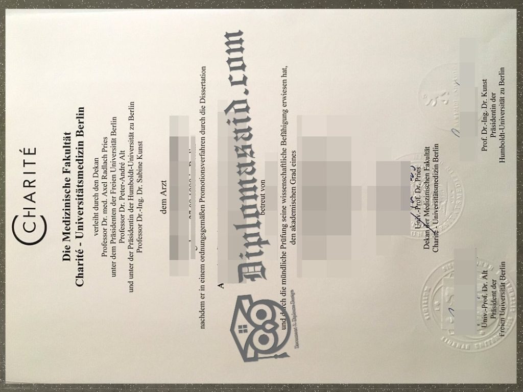 Charité – Universitätsmedizin Berlin Urkunde, Charité – Universitätsmedizin Berlin Degree