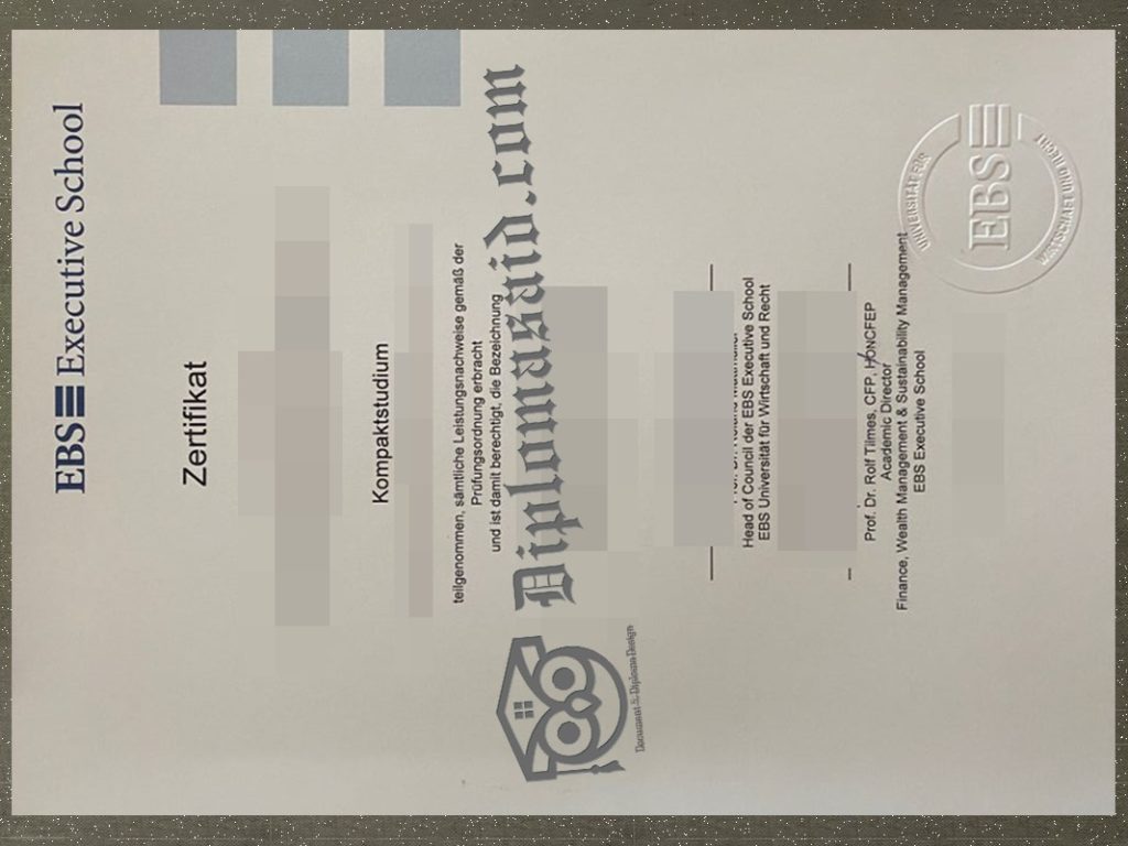 EBS Degree, EBS Executive School Zertifikat