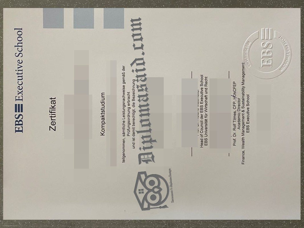 EBS Degree, EBS Executive School Zertifikat