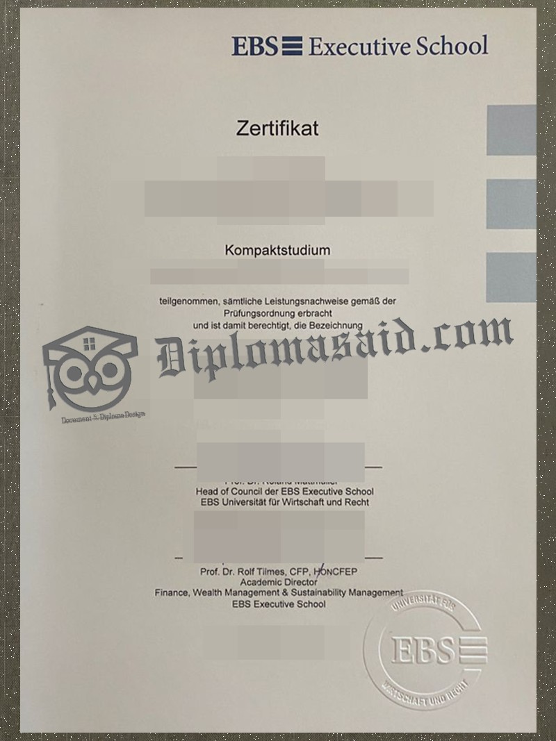 EBS Degree, EBS Executive School Zertifikat EBS Degree, EBS Executive School Zertifikat