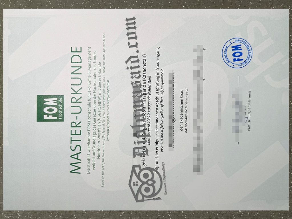 FOM Hochschule Urkunde, FOM Hochschule Degree