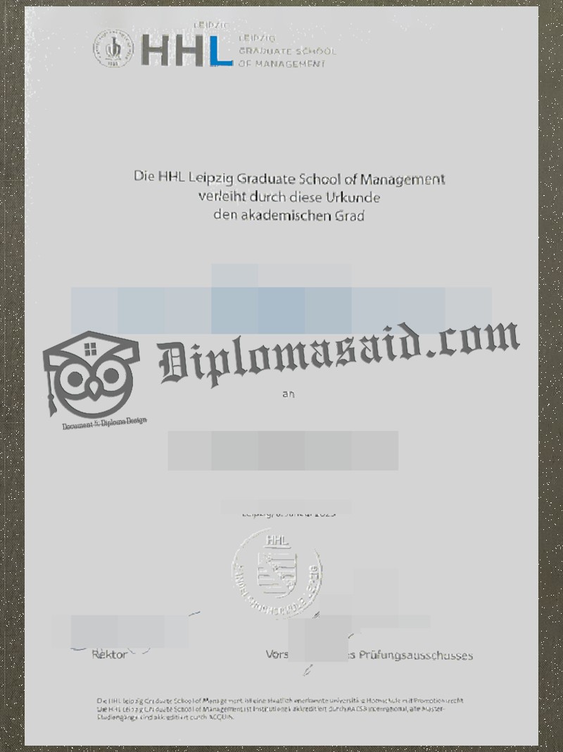HHL Leipzig Urkunde, Handelshochschule Leipzig Degree HHL Leipzig Urkunde, Handelshochschule Leipzig Degree
