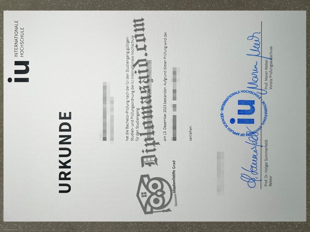 IU Internationale Hochschule Urkunde, IU Internationale Hochschule Degree