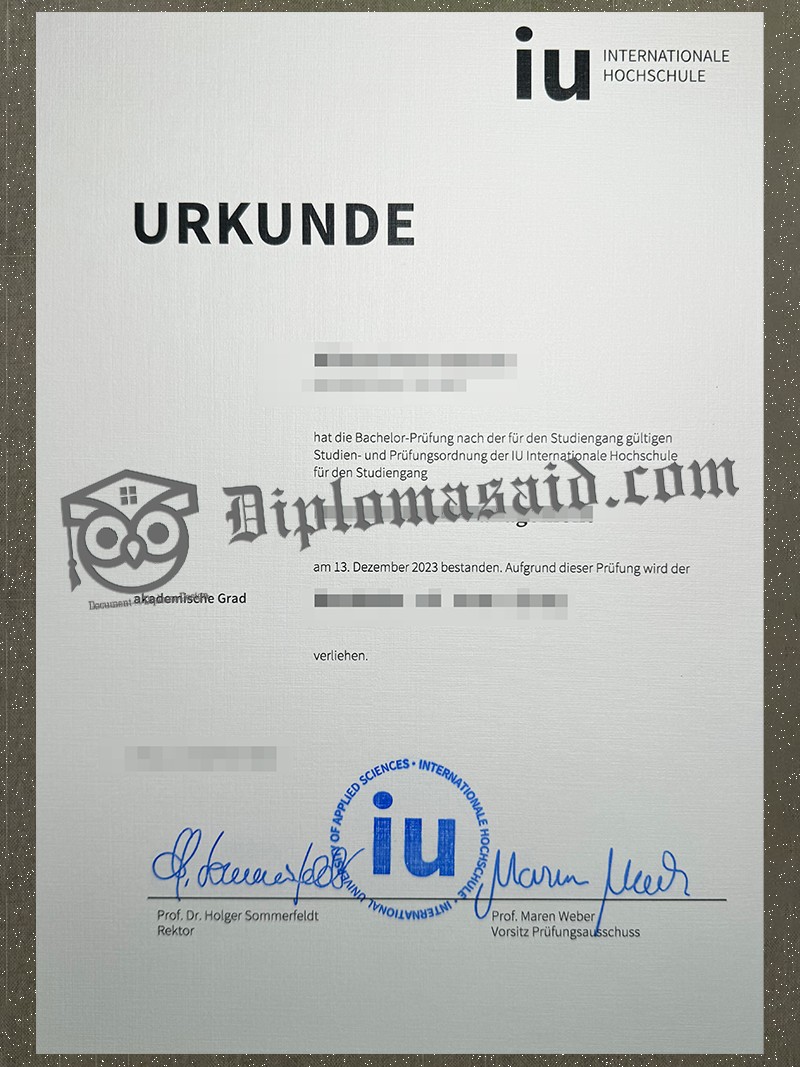 IU Internationale Hochschule Urkunde, IU Internationale Hochschule Degree IU Internationale Hochschule Urkunde, IU Internationale Hochschule Degree