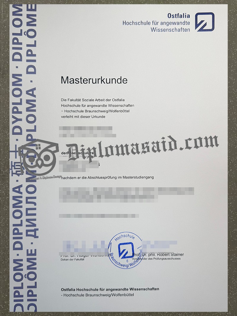 Ostfalia Hochschule für angewandte Wissenschaften Urkunde, Ostfalia Hochschule Degree Ostfalia Hochschule für angewandte Wissenschaften Urkunde, Ostfalia Hochschule Degree