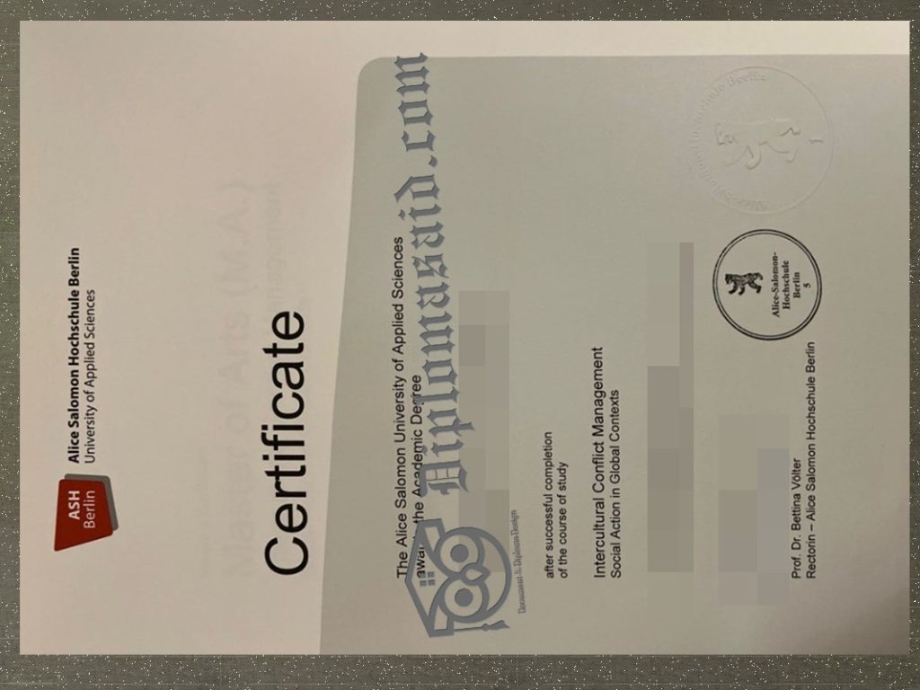 Alice Salomon University of Applied Sciences Berlin Certificate, Alice-Salomon-Hochschule Berlin Degree