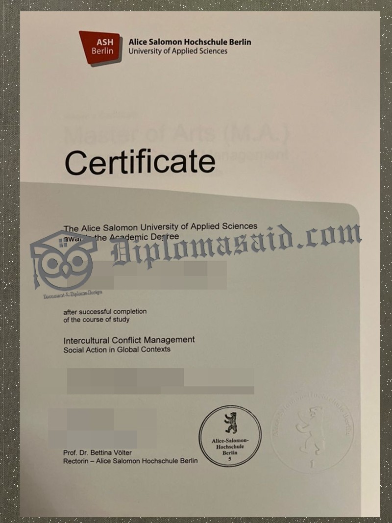 Alice Salomon University of Applied Sciences Berlin Certificate, ASH Berlin Degree Alice Salomon University of Applied Sciences Berlin Certificate, ASH Berlin Degree