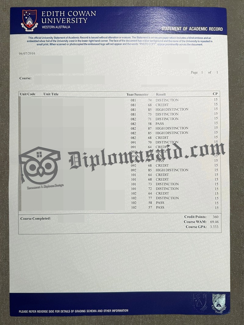 Edith Cowan University Transcript, Edith Cowan University Degree Edith Cowan University Transcript, Edith Cowan University Degree