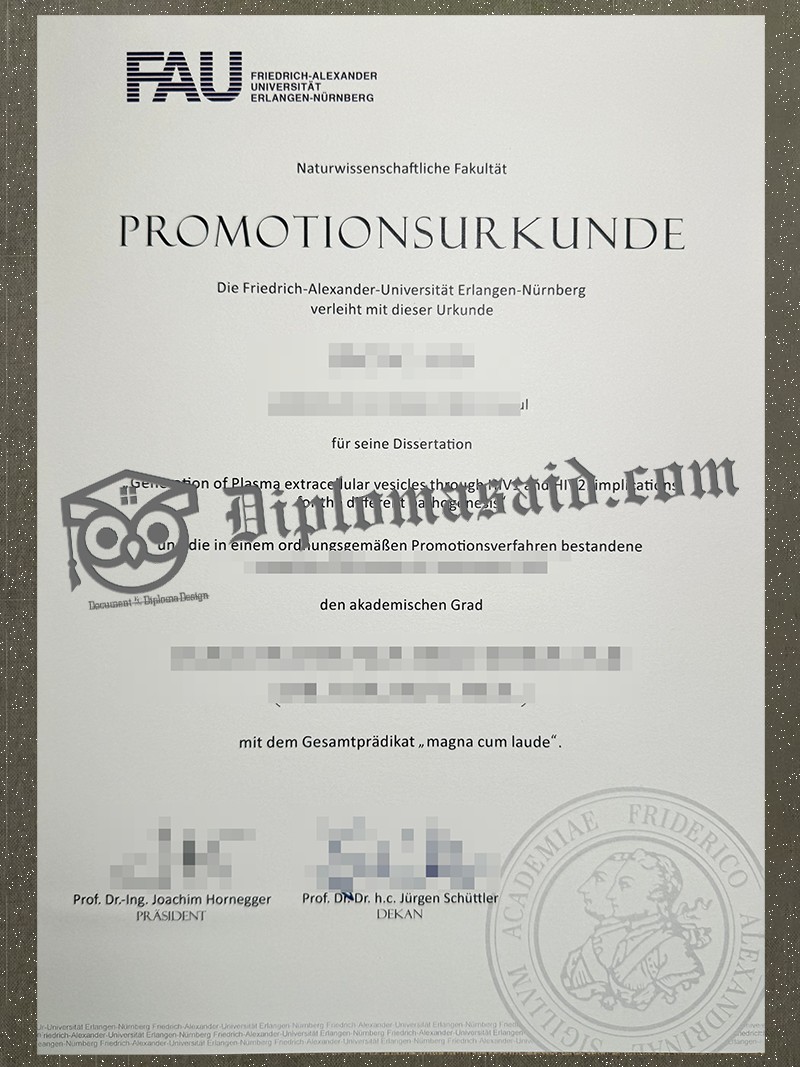 FAU Urkunde, University of Erlangen–Nuremberg Degree FAU Urkunde, University of Erlangen–Nuremberg Degree