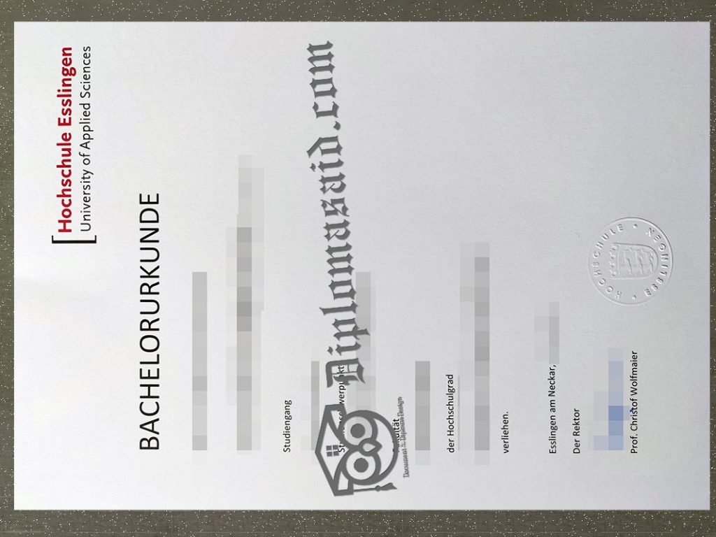 Hochschule Esslingen Urkunde, Hochschule Esslingen Degree