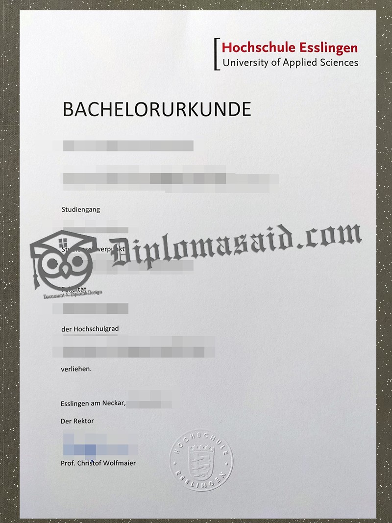 Hochschule Esslingen Urkunde, Hochschule Esslingen Degree Hochschule Esslingen Urkunde, Hochschule Esslingen Degree