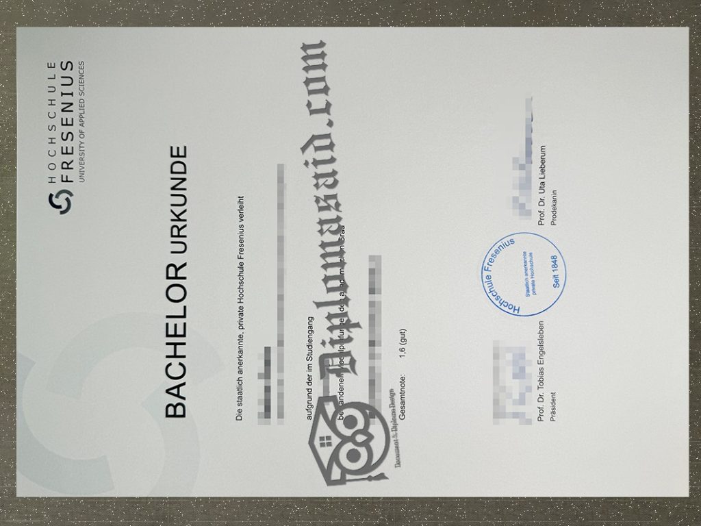 Hochschule Fresenius Urkunde, Hochschule Fresenius Degree