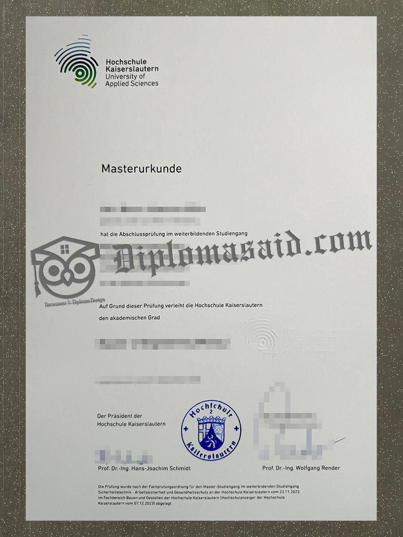 Hochschule Kaiserslautern Urkunde, Hochschule Kaiserslautern Degree Hochschule Kaiserslautern Urkunde, Hochschule Kaiserslautern Degree