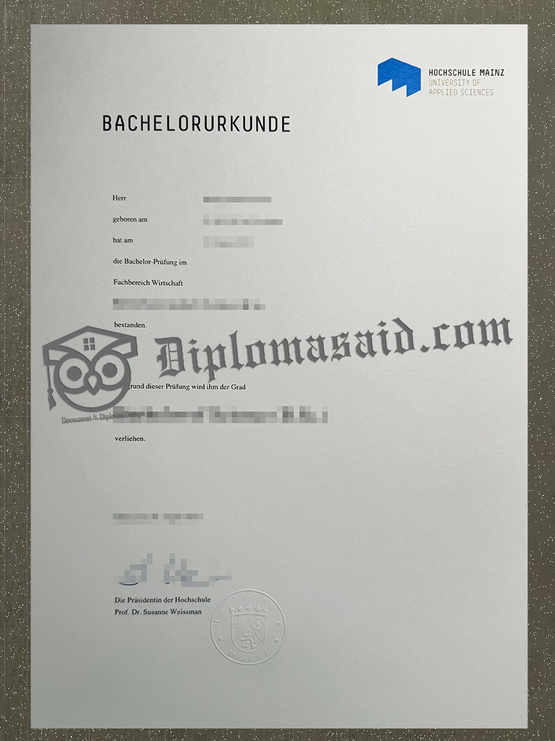 Hochschule Mainz Urkunde, Hochschule Mainz Degree Hochschule Mainz Urkunde, Hochschule Mainz Degree