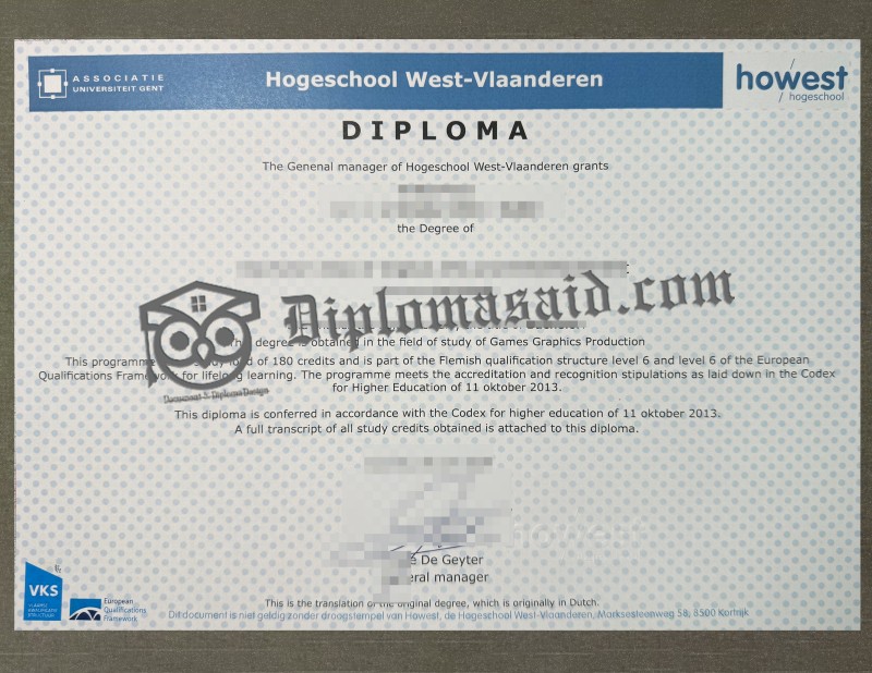 Howest Diploma, Hogeschool West-Vlaanderen Degree Howest Diploma, Hogeschool West-Vlaanderen Degree