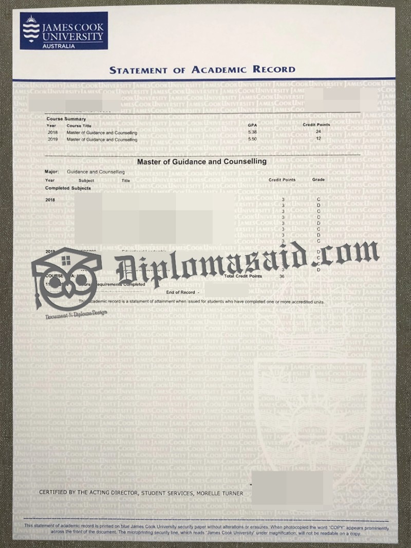 James Cook University Transcript, James Cook University Degree James Cook University Transcript, James Cook University Degree