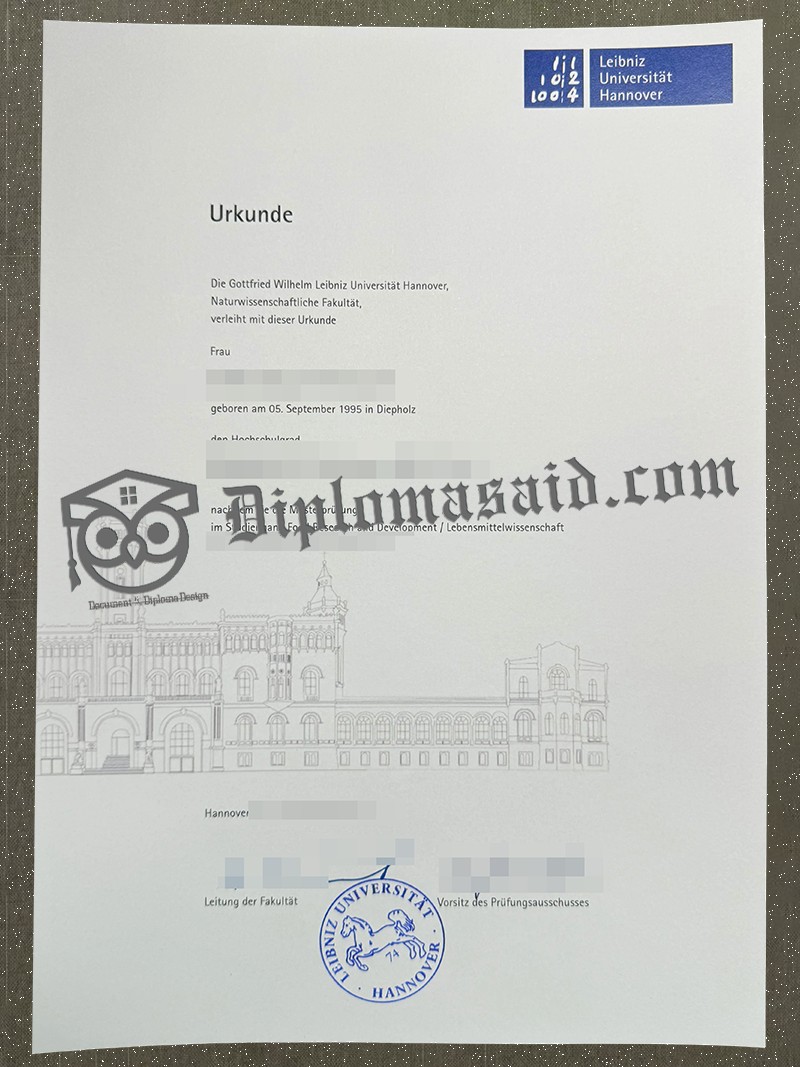 Leibniz University Hannover Urkunde, Leibniz University Hannover Degree Leibniz University Hannover Urkunde, Leibniz University Hannover Degree
