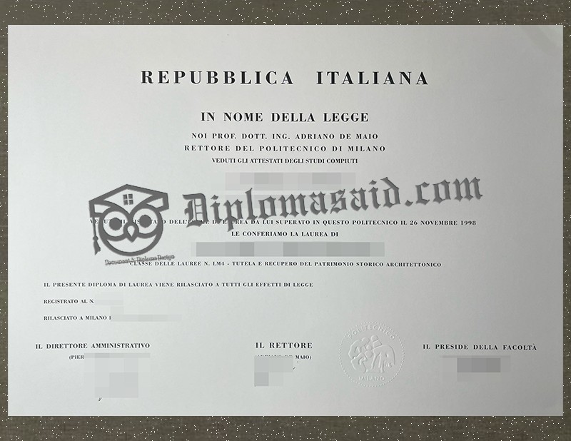 Politecnico di Milano Diploma, Politecnico di Milano Degree Politecnico di Milano Diploma, Politecnico di Milano Degree