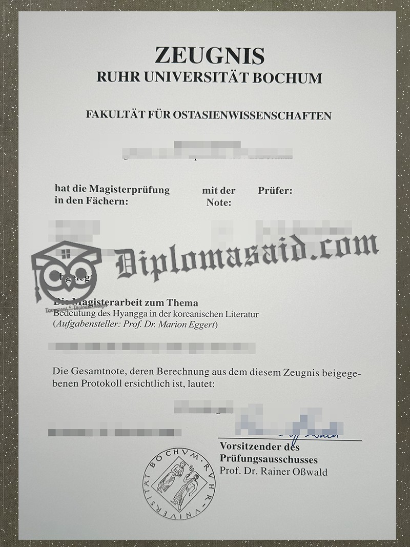 Ruhr-Universität Bochum Zeugnis, Ruhr-Universität Bochum Degree Ruhr-Universität Bochum Zeugnis, Ruhr-Universität Bochum Degree