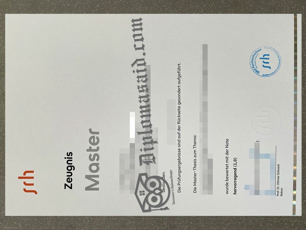 SRH Fernhochschule Zeugnis, SRH Fernhochschule Degree