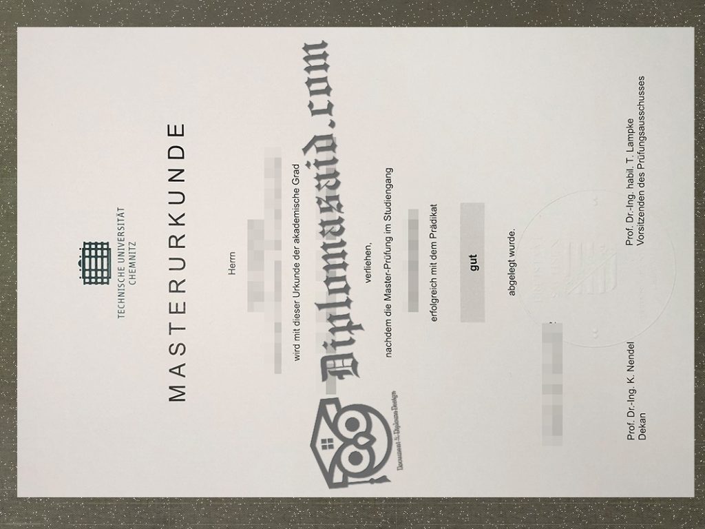 TU Chemnitz Urkunde, TU Chemnitz Degree