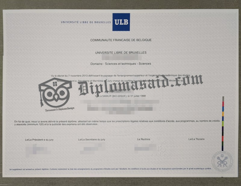 ULB Diploma, Université libre de Bruxelles Degree ULB Diploma, Université libre de Bruxelles Degree