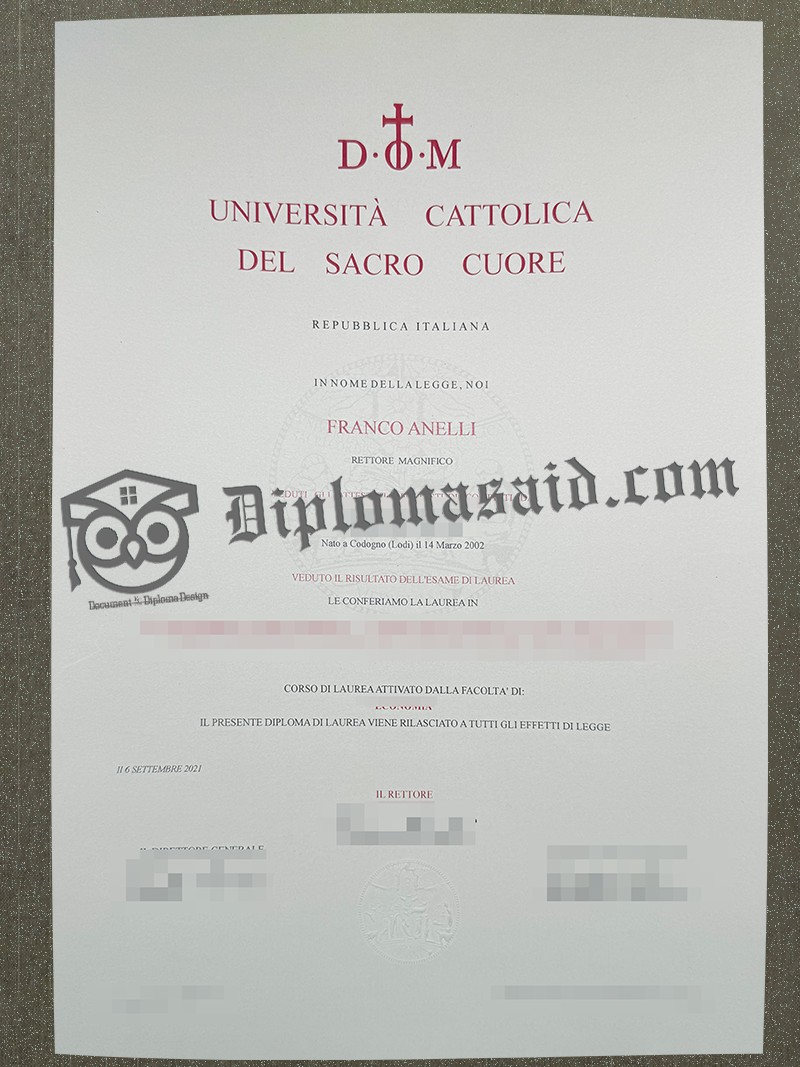 Università Cattolica del Sacro Cuore Diploma, Università Cattolica del Sacro Cuore Degree Università Cattolica del Sacro Cuore Diploma, Università Cattolica del Sacro Cuore Degree