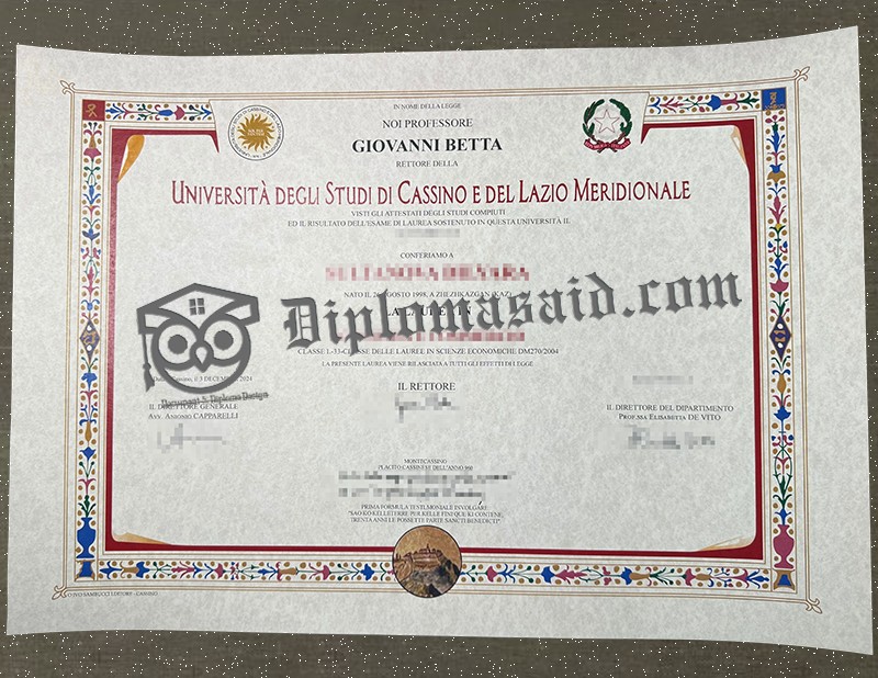 Università di Cassino Diploma, Università degli Studi di Cassino Degree Università di Cassino Diploma, Università degli Studi di Cassino Degree