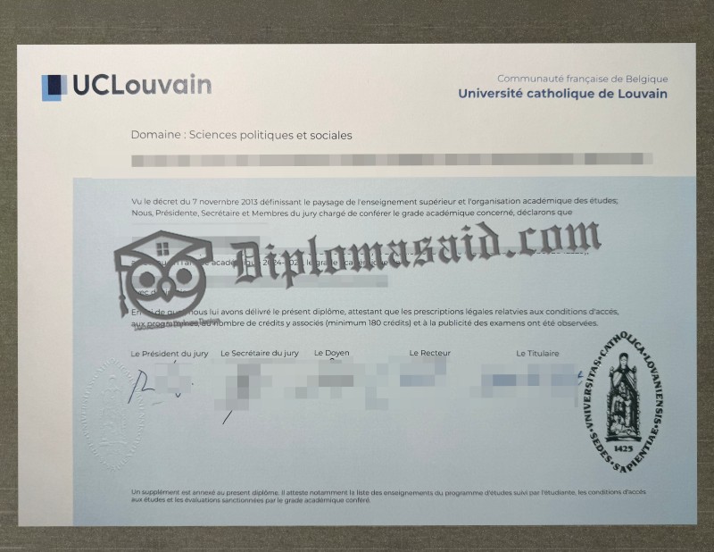 Université catholique de Louvain Diploma, UCLouvain Degree Université catholique de Louvain Diploma, UCLouvain Degree