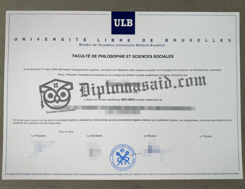 Université libre de Bruxelles Diploma, Université libre de Bruxelles Degree Université libre de Bruxelles Diploma, Université libre de Bruxelles Degree