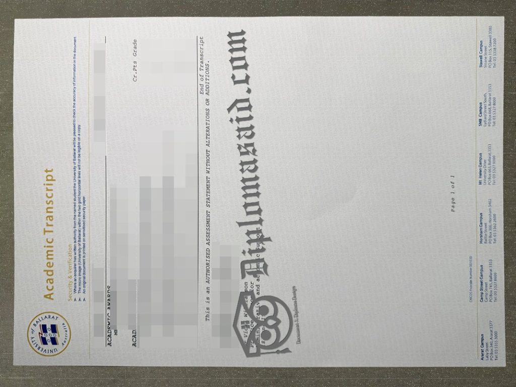 University of Ballarat Transcript, University of Ballarat Degree