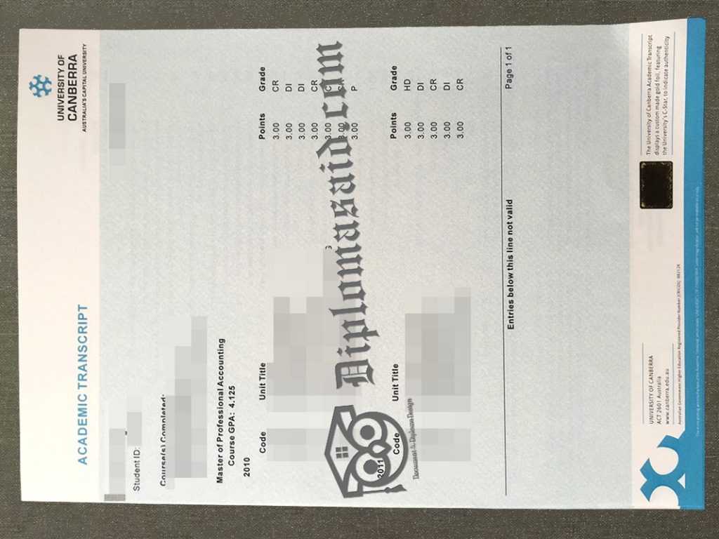 University of Canberra Transcript, University of Canberra Degree