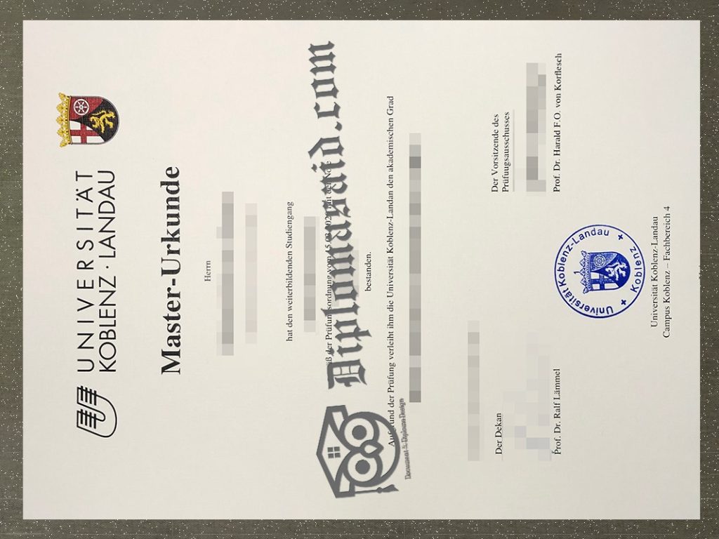 University of Koblenz and Landau Urkunde, University of Koblenz and Landau Degree