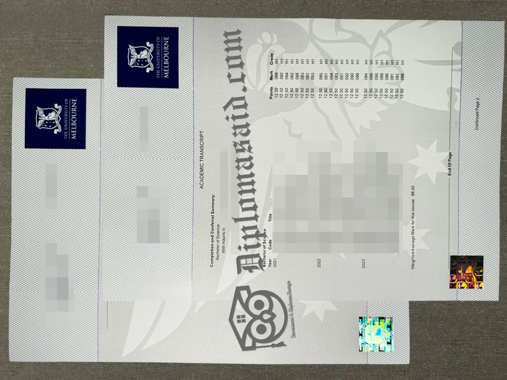 University of Melbourne Transcript, University of Melbourne Degree