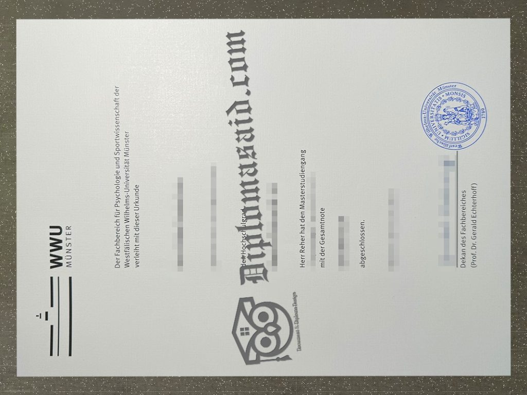 University of Münster Urkunde, University of Münster Degree