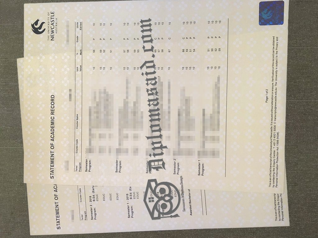 University of Newcastle transcript, University of Newcastle degree