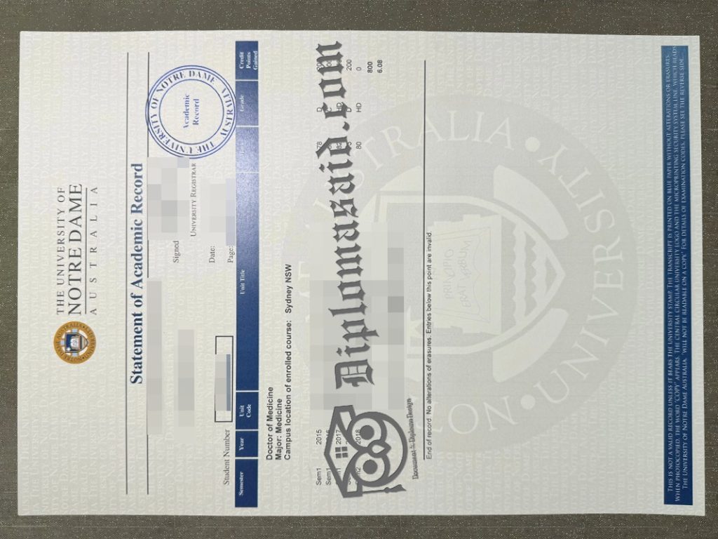 University of Notre Dame Australia Transcript, University of Notre Dame Australia Degree