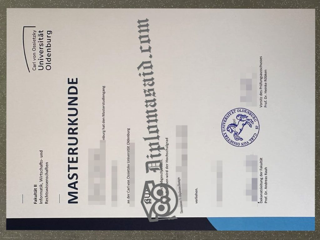 University of Oldenburg Degree, Carl von Ossietzky Universität Oldenburg Urkunde