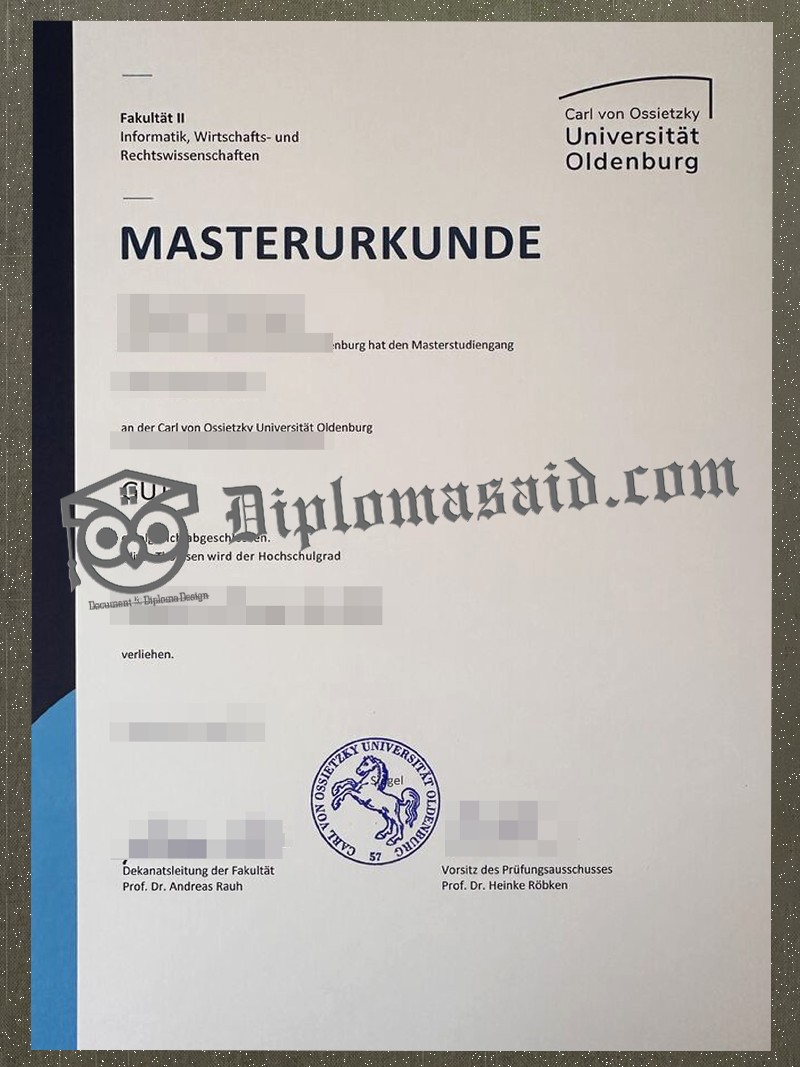 University of Oldenburg Degree, Carl von Ossietzky Universität Oldenburg Urkunde University of Oldenburg Degree, Carl von Ossietzky Universität Oldenburg Urkunde