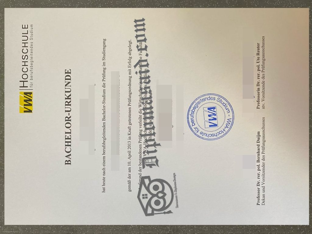 VWA Hochschule Urkunde, VWA-Hochschule für berufsbegleitendes Studium Diplom