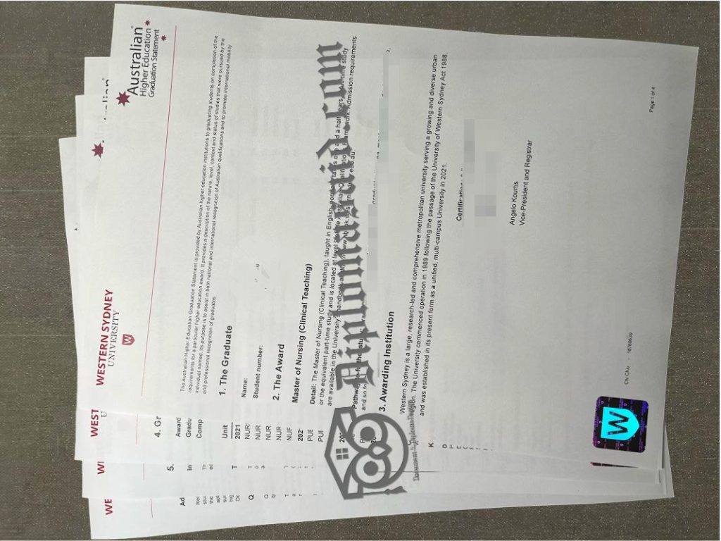 Western Sydney University Transcript, Western Sydney University Diploma