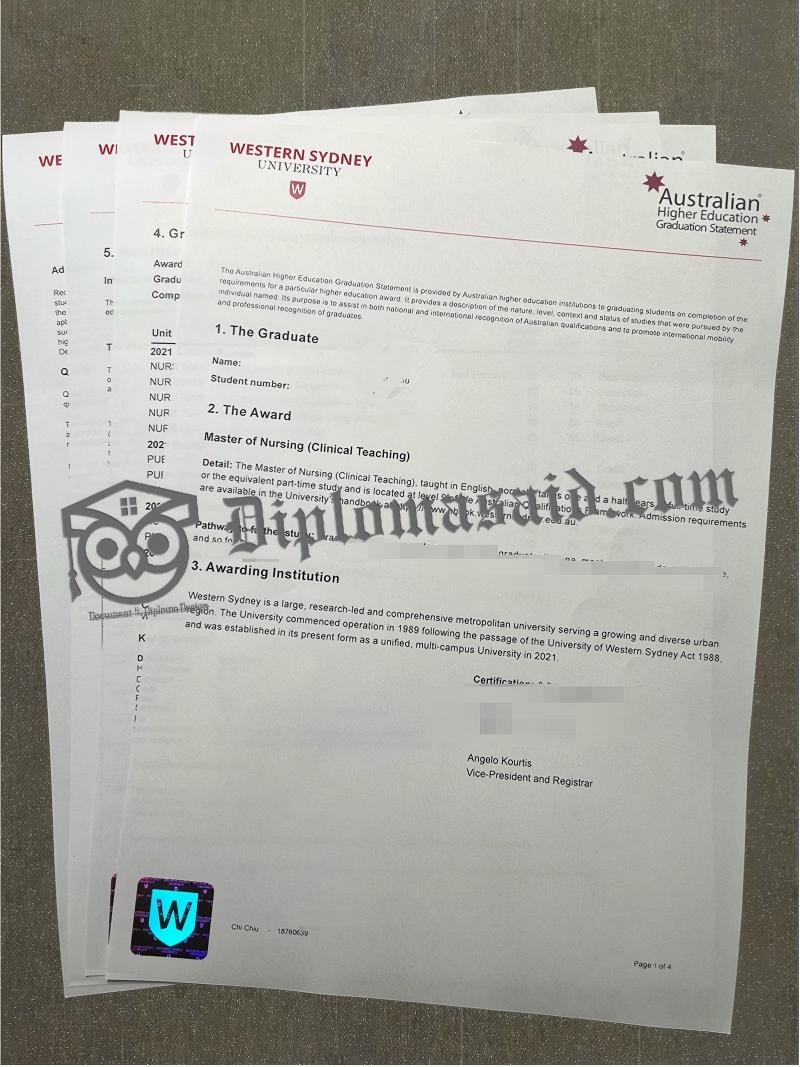 Western Sydney University Transcript, Western Sydney University Diploma Western Sydney University Transcript, Western Sydney University Diploma