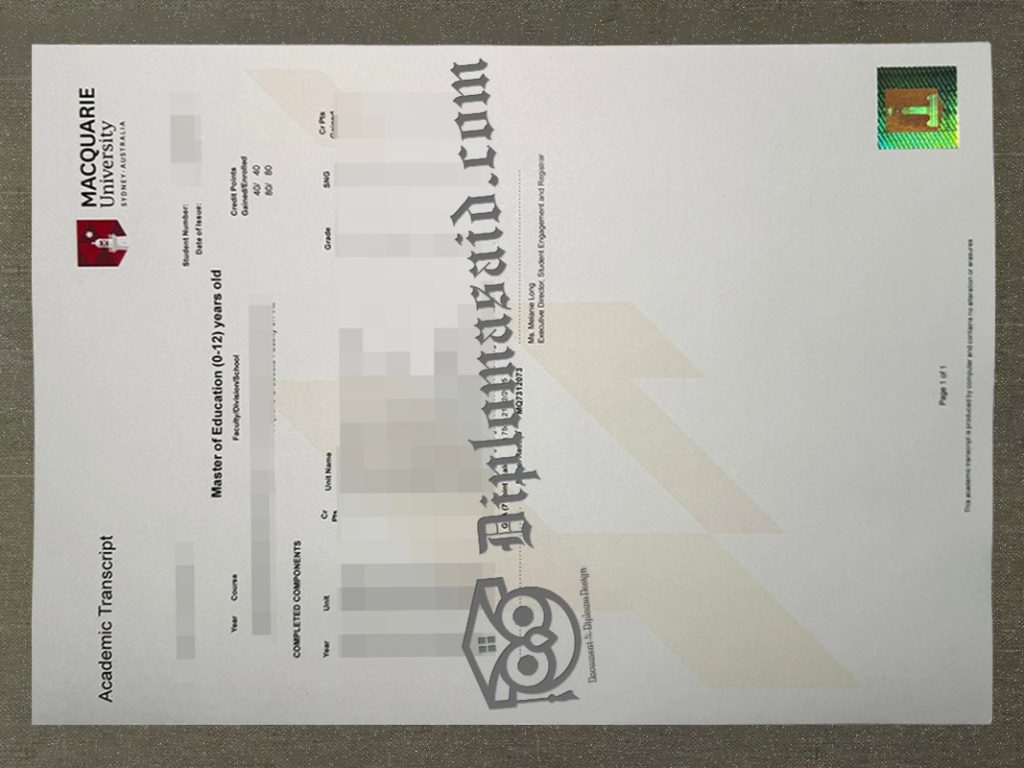 Macquarie University Transcript, Macquarie University Degree