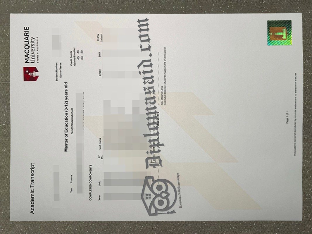 Macquarie University Transcript, Macquarie University Degree