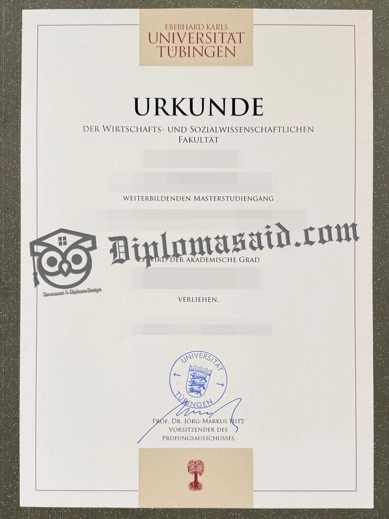 Universität Tübingen Urkunde, Universität Tübingen Degree Universität Tübingen Urkunde, Universität Tübingen Degree