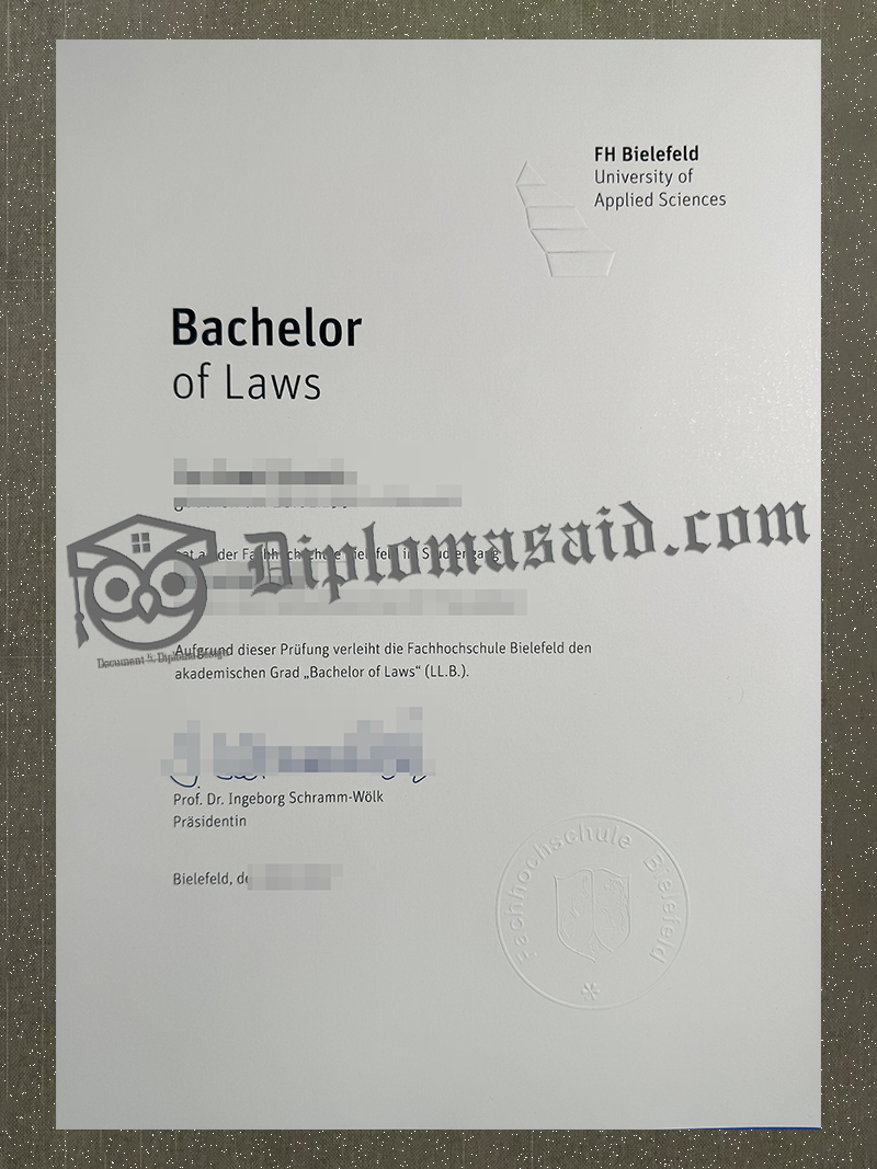 FH Bielefeld University of Applied Sciences Diploma, Hochschule Bielefeld Urkunde FH Bielefeld University of Applied Sciences Diploma, Hochschule Bielefeld Urkunde