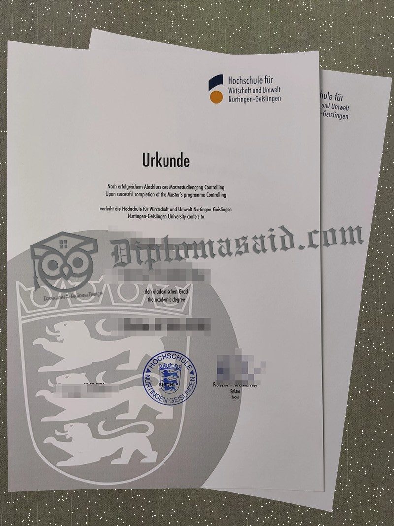 HFWU Urkunde, Nürtingen-Geislingen University Degree
