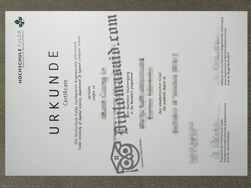 Hochschule Fulda Urkunde, Hochschule Fulda Degree