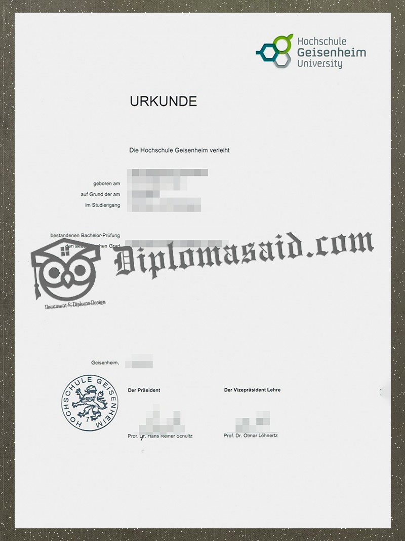 Hochschule Geisenheim University Urkunde, Hochschule Geisenheim University Degree Hochschule Geisenheim University Urkunde, Hochschule Geisenheim University Degree