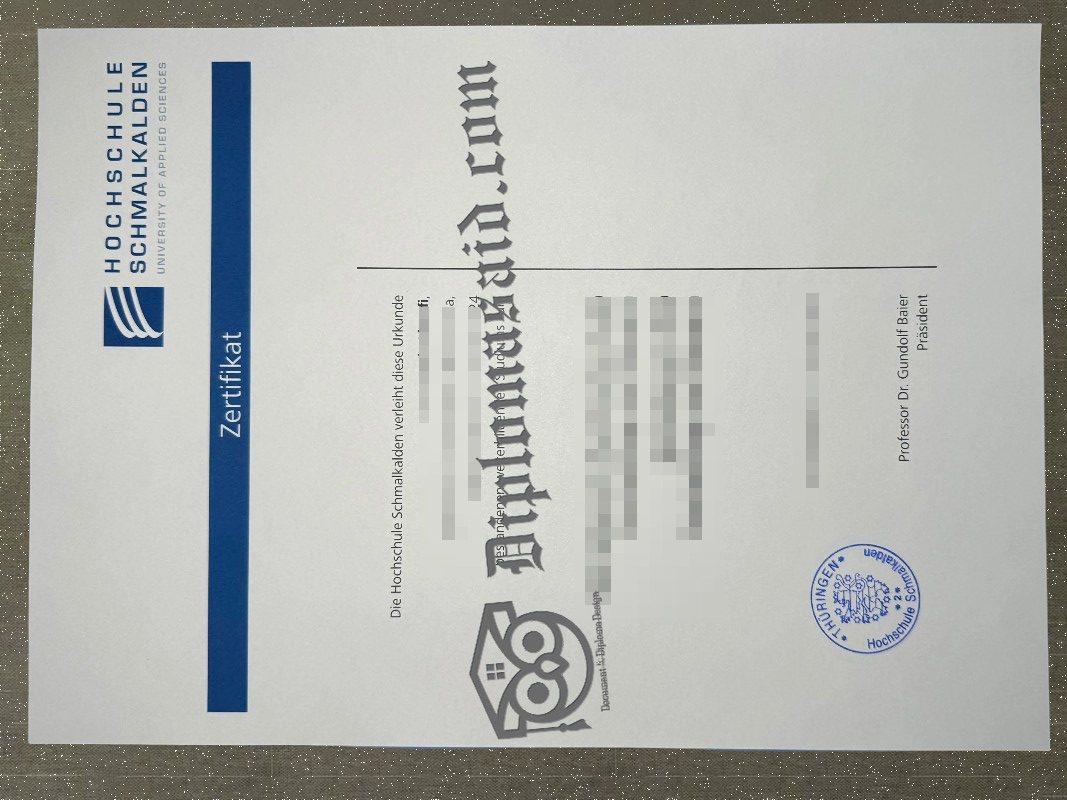Hochschule Schmalkalden Zertifikat, Hochschule Schmalkalden Certificate